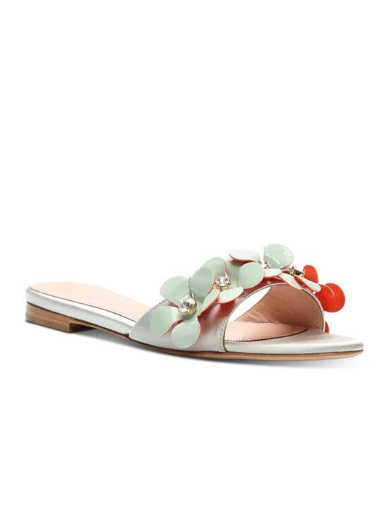 Giambattista Valli Shoes - 950$ Giambattista Valli Floral Embellished Slip On Sandals Size 6 US Light Blue